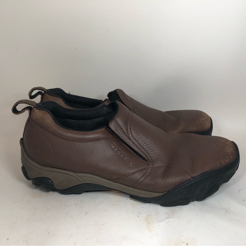 Merrell Olmec Adventure Moc Leather Slip-On Shoes Brown J39779 Vibram Sz 11